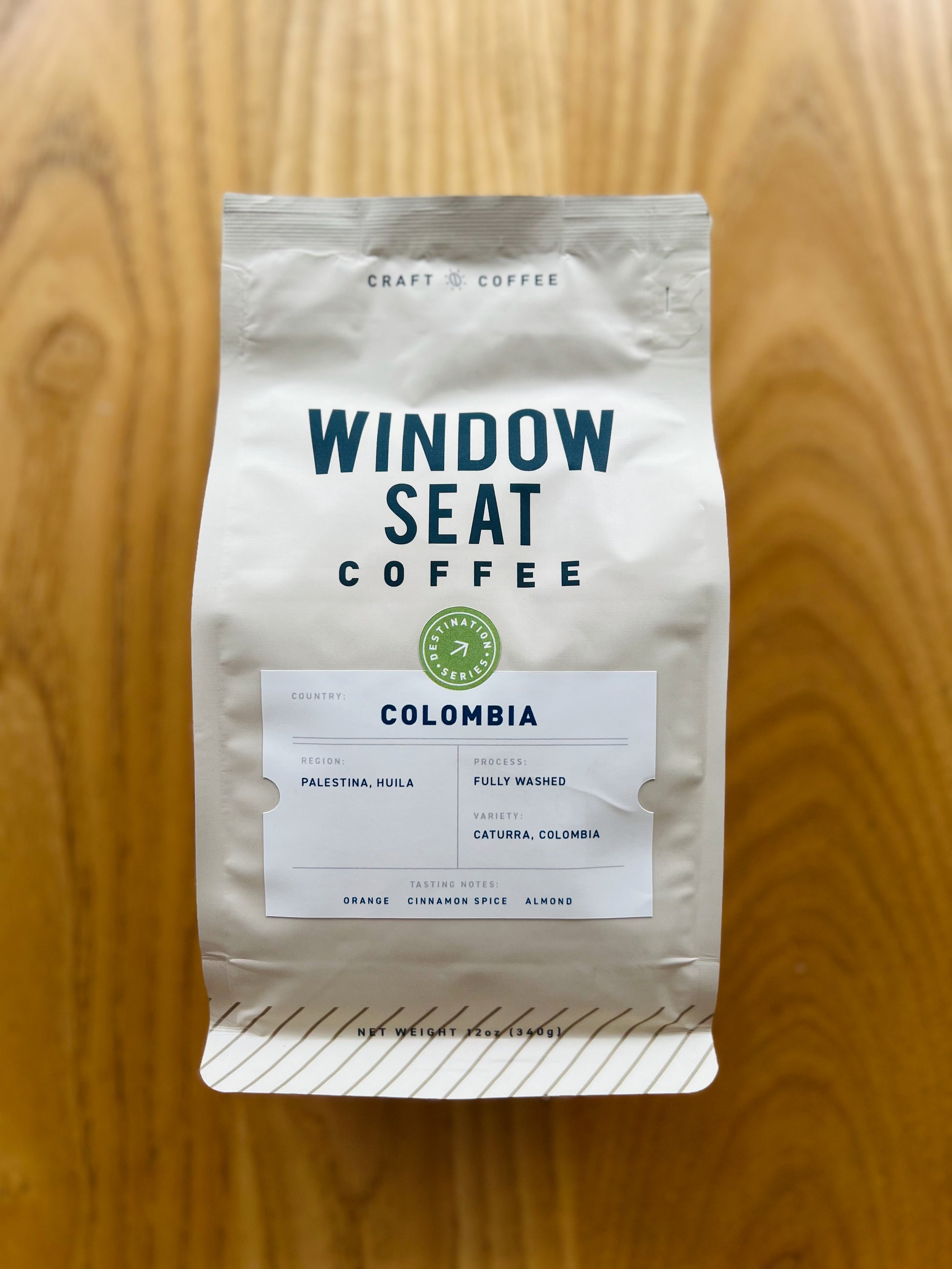 Twelve ounce bag of single-origin Colombia coffee from the Huila region. Fully washed processed with tasting notes of orange, cinnamon spice, and almond.