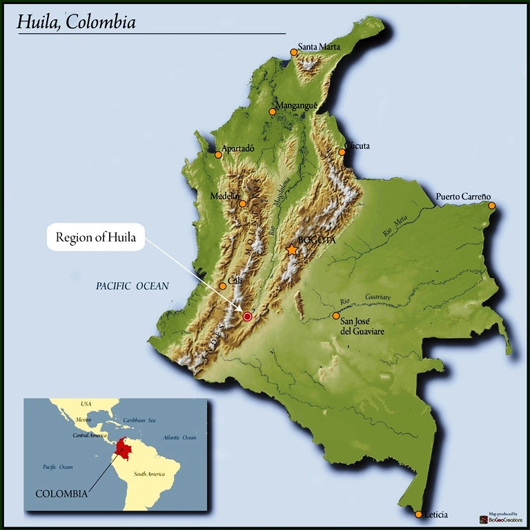 Map of Huila, Colombia, provided by Royal Coffee