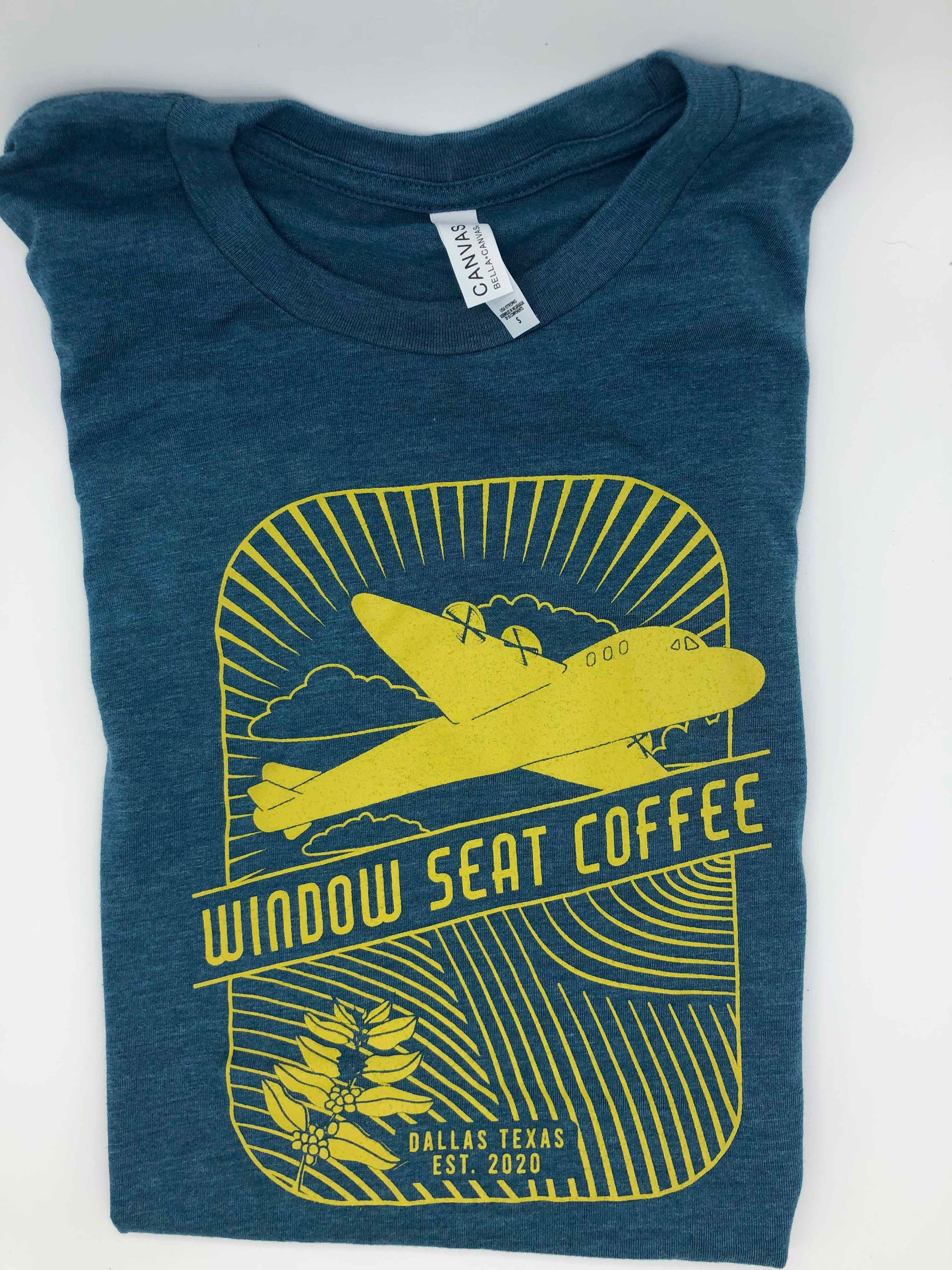 Heather deep teal window seat coffee t-shirt